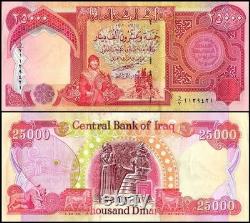 100000 IRAQ DINAR / 4x 25K IQD UNC Banknotes + COA / Authentic Iraq Currency