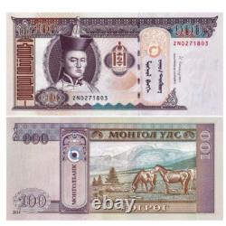 1000Pcs, Mongolia, 100 Tugrik Banknote Currency Brick, UNC Random Year & Number