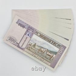 1000Pcs, Mongolia, 100 Tugrik Banknote Currency Brick, UNC Random Year & Number