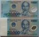100pcs Vietnam 20000 Dollars Banknote Currency Vnd 20000 Vietnamese Dong Unc