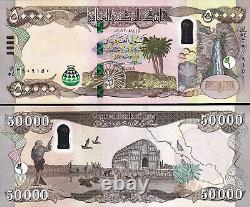 100,000 IRAQI DINAR UNC 50,000 IQD x 2 2023 New 50K Iraq Currency with COA