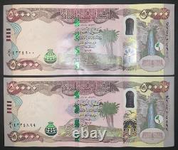 100,000 IRAQI DINAR UNC 50,000 IQD x 2 2023 New 50K Iraq Currency with COA