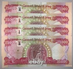 100,000 NEW Iraqi Dinar 4 x 25000 UNC IQD (100k Iraq Currency) COA