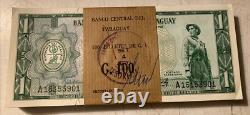 (100) Bank Pack Paraguay 1 Guarani 1952 Banknotes World Paper Money UNC Currency