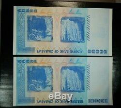 100 TRILLION DOLLAR ZIMBABWE CURRENCY 2008 Gem UNC Sequential 2 pc LOT