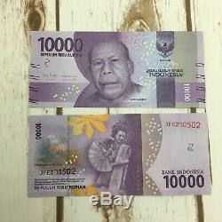100 pc x 10000 Rupiah Indonesian UNC Uncirculated Banknote Currency Paper Money