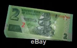 100 x ZIMBABWE 2 DOLLARS 2019 HYBRID P NEW UNC BANKNOTE/CURRENCY BUNDLE