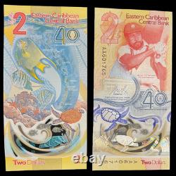 100x Eastern Caribbean $2 Banknote World Paper Money UNC Currency Bundle