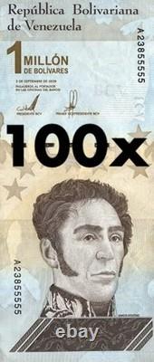100x Venezuela P114 1000000 Bolivares Soberanos 2020 UNC Lot Bundle 100 pcs