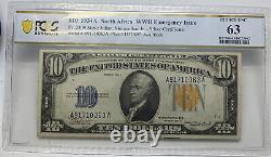 $10 1934A PCGS Choice UNC 63 NORTH AFRICA Silver Certificate