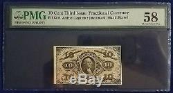 10 Cent Third Issue Fractional Currency Hand Signed Pmg Choice 58 Unc