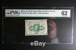 10 Cents First Issue Fractional Currency Pmg 62 Unc Fr. 1242 With Monogram