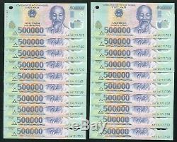 10 MILLION DONG = 20 x 500000 VIETNAM CURRENCY BANKNOTE UNC  Pinhole or wrinkle
