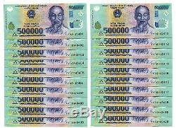 10 MILLION DONG = 20 x 500,000 500000 VIETNAM POLYMER CURRENCY BANKNOTE UNC