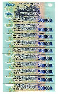 10 MILLION DONG = 20 x 500,000 500000 VIETNAM POLYMER CURRENCY BANKNOTE UNC