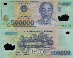 10 Million Dong = (20) 500000 Vietnam Polymer Currency Banknotes UNC