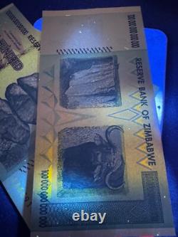 10 X Authentic Zimbabwe 100 Trillion Dollars Banknotes, Superb Currency, AA/2008