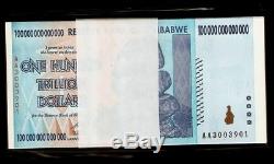10 X Zimbabwe 100 Trillion Dollars, AA /2008 Series, UNC Banknote Currency #1