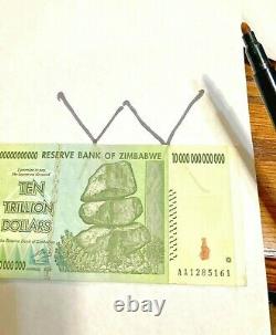 10 x 10 TRILLION DOLLAR UNC ZIMBABWE BANKNOTES = 100 TRILLION 2008 ZIM CURRENCY