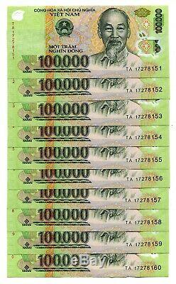12 MILLION DONG BANKNOTE = 120 x 100,000 100000 DONG VIETNAM CURRENCY UNC
