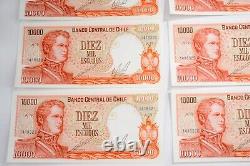 17 Sequential Chile 10000 Escudo Banknote World Paper Money UNC Currency Bill #3