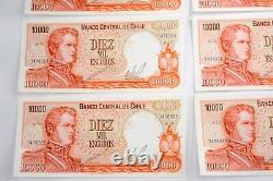 17 Sequential Chile 10000 Escudo Banknote World Paper Money UNC Currency Bill #3