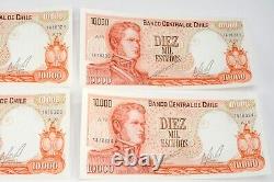 17 Sequential Chile 10000 Escudo Banknote World Paper Money UNC Currency Bill #3