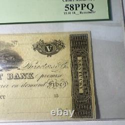 1810s $5 FRANKFORT KENTUCKY BANKNOTE REMAINDER PMG UNC 58 PPQ