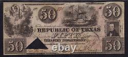 1839 $50 Republic Of Texas Austin Obsolete Note Currency Txcra7 Pmg Ch Unc 63