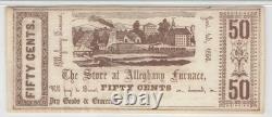 1856 PENNSYLVANIA Alleghany Furnace 50c PA Obsolete Banknote Currency, PMG UNC62