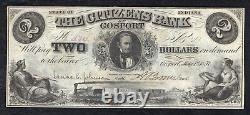 1857 $2 The Citizens Bank Of Gosport Indiana Obsolete Currency Note Unc