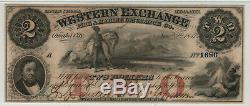 1857 $2 Western Exchange Omaha Nebraska Obsolete Currency Pmg About Unc 50