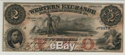 1857 $2 Western Exchange Omaha Nebraska Obsolete Currency Pmg About Unc 53