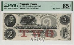 1860 $2 Corn Exchange Bank Wapun Wisconsin Obsolete Currency Pmg Gem Unc 65 Epq