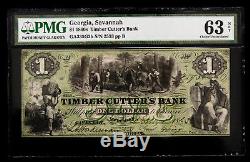 1860's $1 OBSOLETE CURRENCY US PAPER MONEY UNC TIMBER CUTTERS BANK SAVANNA