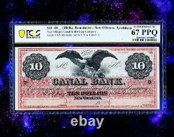 1860s $10 Canal Bank of New Orleans PCGS 67 SUPERB GEM UNC RARE CIVIL WAR NOTE
