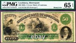 1860s $50 Citizens Bank of Louisiana Obsolete Currency Rare PMG 65 EPQ GEM UNC