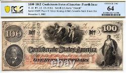 1862 $100 Confederate States of America T-41 PF-25 Note PCGS 64! Stellar Unc