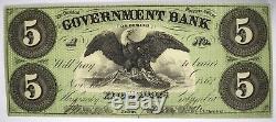 1862 $5 Washington DC Government Bank Note Unc Obsolete Currency Plain Back