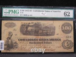 1862-63 $100 C. S. A. Note, Civil War Era Currency. PMG UNC-62. Store Sale #04879