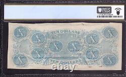 1863 $10 Confederate States Of America Note T-59 Pf-38 Pcgs B About Unc Au 55