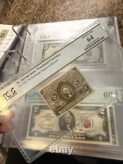 1863 USA 5c Fractional Currency Fr1232 Second Issue Banknote PCGS Choice UNC 64