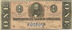 1864 $1 Confederate CIVIL War Currency Clement Clay Super Crisp Xf/unc Note