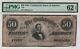 1864 $50 T-66 Confederate States Of America Note Currency Pmg Unc 62 Epq