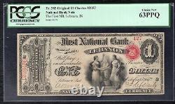 1865 $1 Ace First Nb Of Lebanon, In National Currency Ch. #2057 Pcgs Unc-63ppq