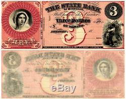 18- $3 U S Obsolete Currency The State Bank of Michigan Detroit Remainder UNC