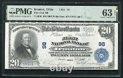 1902 $20 The First Nb Of Ironton, Oh National Currency Ch. #98 Pmg Unc-63epq