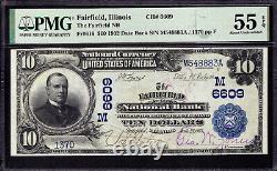 1902 Db $10 Fairfield National Bank Note Currency Illinois Pmg About Unc 55 Epq