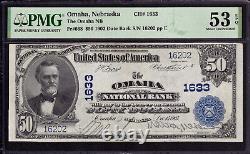 1902 Db $50 Omaha National Banknote Currency Nebraska Pmg About Unc Au 53 Epq