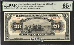 1913 Mexico 20 Pesos PS134a BANKNOTE CURRENCY UNC PMG 65